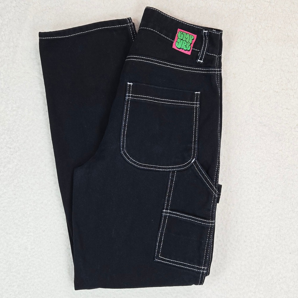 Empyre Tori Carpenter Pants Womens 0 Black Contrast Stitch High Rise Skater Neon